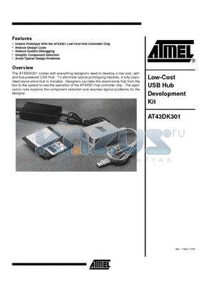 AT43DK301 datasheet - Low-Cost USB Hub Development Kit