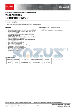 BRCB008GWZ-3E2 datasheet - Serial EEPROM Series Standard EEPROM WLCSP EEPROM