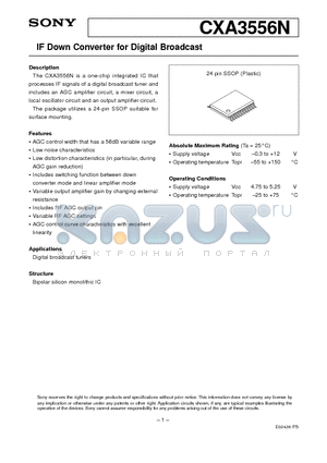 CXA3556N datasheet - IF Down Converter for Digital Broadcast