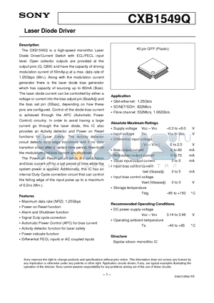 CXB1549 datasheet - Laser Diode Driver