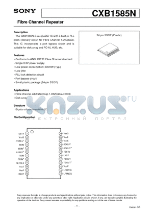 CXB1585N datasheet - Fibre Channel Repeater