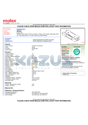 54550-1371 datasheet - 0.50mm (.020