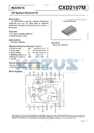 CXD2107M datasheet - HI8 SYSTEM DETECTION IC