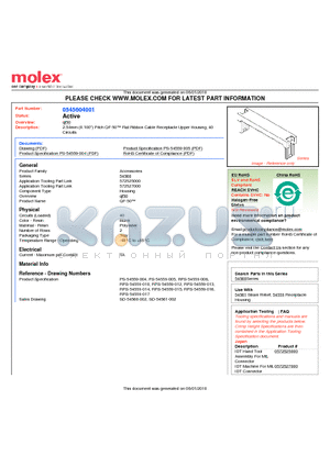 54560-4001 datasheet - 2.54mm (0.100