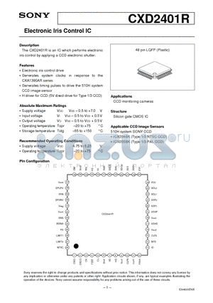 CXD2401R datasheet - Electronic Iris Control IC