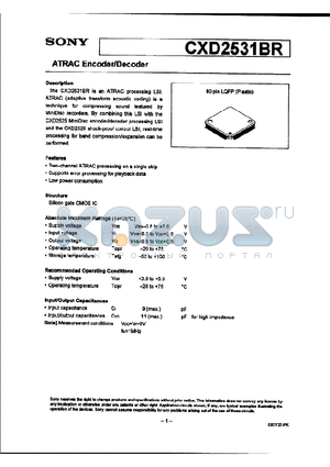 CXD2531BR datasheet - ATRAC Encoder/Decoder