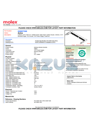 54697-7000 datasheet - 0.80mm (.031