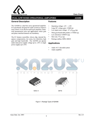 DIP-8 datasheet - DUAL LOW NOISE OPERATIONAL AMPLIFIERS