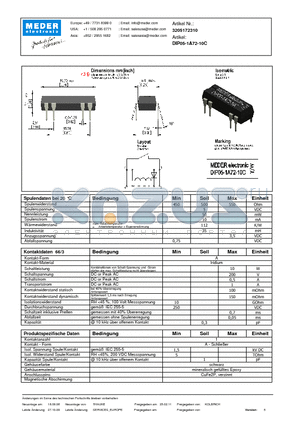 DIP05-1A72-10C_DE datasheet - (deutsch) DIP Reed Relay