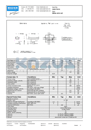 DIP05-1A75-10C datasheet - DIP Reed Relay