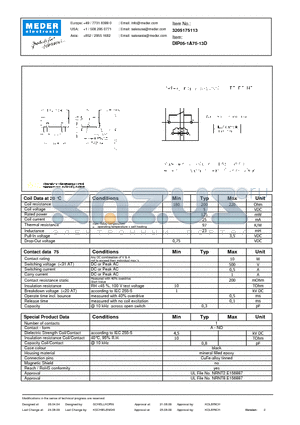 DIP05-1A75-13D datasheet - DIP Reed Relay