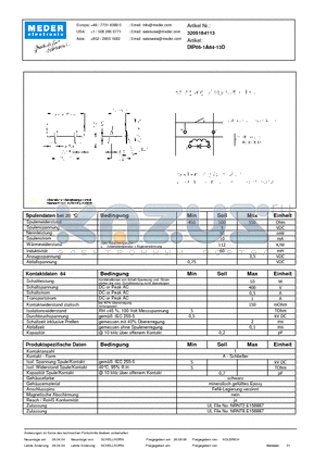 DIP05-1A84-13D_DE datasheet - (deutsch) DIP Reed Relay