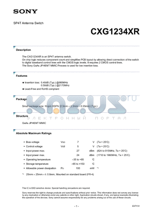 CXG1234XR datasheet - SP4T Antenna Switch