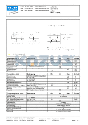 DIP12-1A72-13L_DE datasheet - (deutsch) DIP Reed Relay