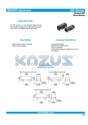 DIP12-1A75-13L datasheet - Molded DIP Reed Relays