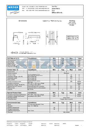 DIP24-1A75-13L datasheet - DIP Reed Relay