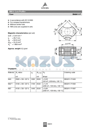 B65812-A5000 datasheet - RM 8 Low Profile