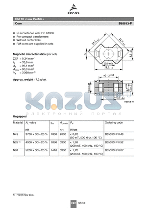 B65813-P-R49 datasheet - RM 10 Low Profile