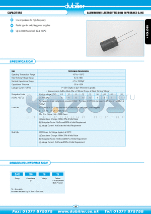 DJ4X10016 datasheet - CAPACITORS ALUMINIUM ELECTROLYTIC LOW IMPEDANCE DJ4X