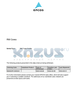 B65819-P-Y38 datasheet - RM 7 Low Profile