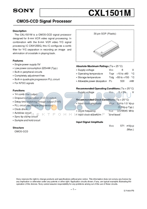 CXL1501M datasheet - CMOS-CCD Signal Processor