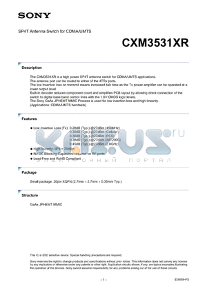 CXM3531XR datasheet - SP4T Antenna Switch for CDMA/UMTS