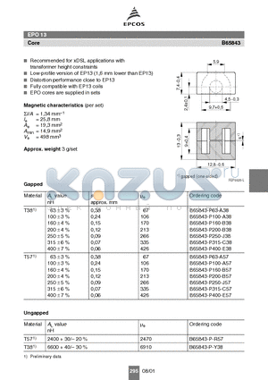 B65843-P200-B38 datasheet - Recommended for xDSL applications with transformer height constraints