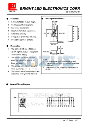 BS-C34DRD-B datasheet - 10.0 (0.39) high single digit seven segments display