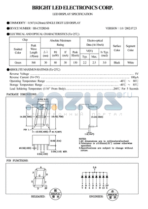 BS-C552RD-B datasheet - 0.56(14.20MM)single DIGIT LED DISPLAY