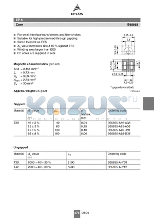 B65855-A-Y42 datasheet - EP5 Core