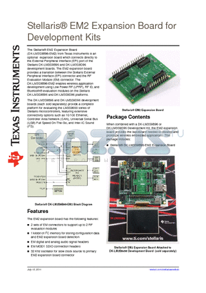 DK-LM3S9D96 datasheet - Stellaris^ EM2 Expansion Board for Development Kits