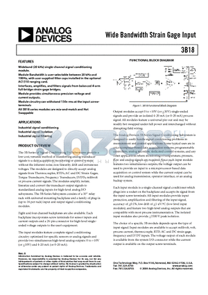 3B18 datasheet - Wide Bandwidth Strain Gage Input