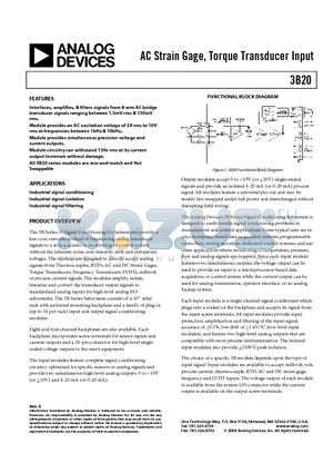 3B20 datasheet - AC Strain Gage, Torque Transducer Input