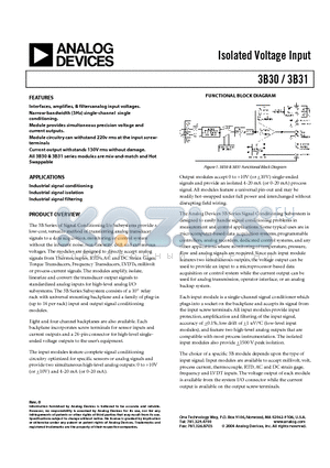 3B31-01 datasheet - Isolated Voltage Input