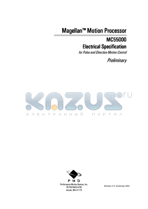 DK58220CP datasheet - Electrical Specification for Pulse and Direction Motion Control