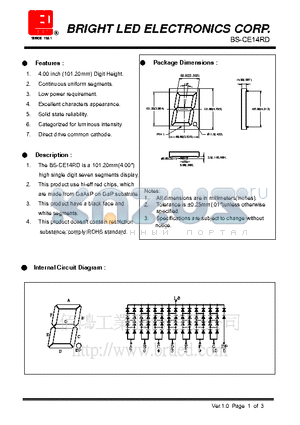 BS-CE14RD datasheet - 101.20mm(4.00) high single seven segments display