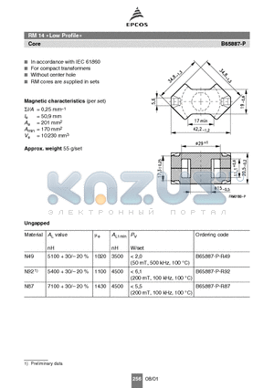 B65887-P-R92 datasheet - RM 14 Low Profile