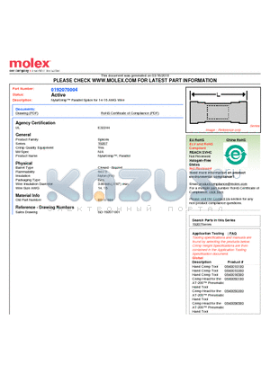 BS-N-304 datasheet - NylaKrimp Parallel Splice for 14-16 AWG Wire