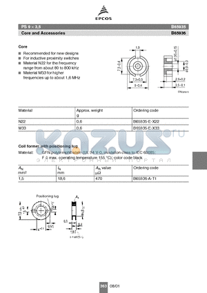 B65935-E-X22 datasheet - PS 9  3,5 Core and Accessories