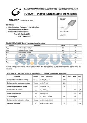 3CA1837 datasheet - TRANSISTOR (PNP)