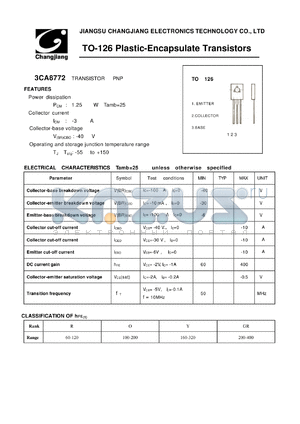 3CA8772 datasheet - TO-126 Plastic-Encapsulate Transistors