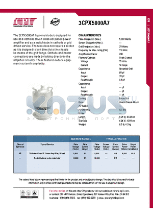 3CPX5000A7 datasheet - high-mu triode