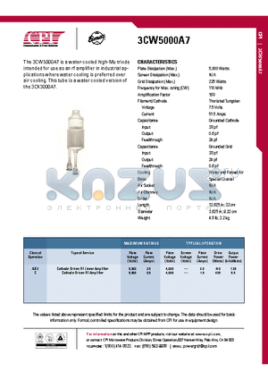 3CW5000A7 datasheet - Cathode Driven RF Linear Amplifier