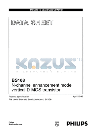 BS108 datasheet - N-channel enhancement mode vertical D-MOS transistor