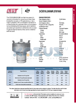 3CX10-000A7 datasheet - Cathode driven RF amplifier