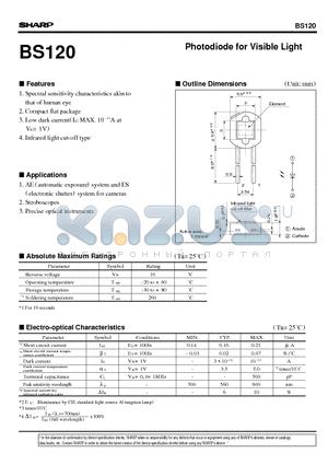 BS120 datasheet - Photodiode for Visible Light