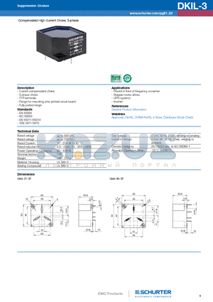 DKIL-0346-1002 datasheet - Compensated High Current Choke, 3-phase