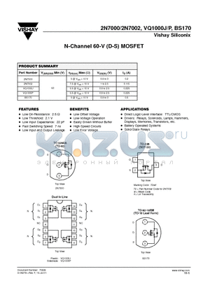 BS170 datasheet - N-Channel 60-V (D-S) MOSFET