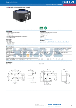 DKLL-0331-0520 datasheet - Compensated High Inductance Choke, 3-phase