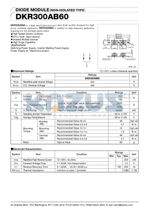 DKR300AB60 datasheet - DIODE MODULENON-ISOLATED TYPE